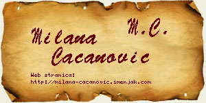 Milana Cacanović vizit kartica